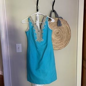 Lilly Pulitzer Bentley Dress Turquoise & Gold